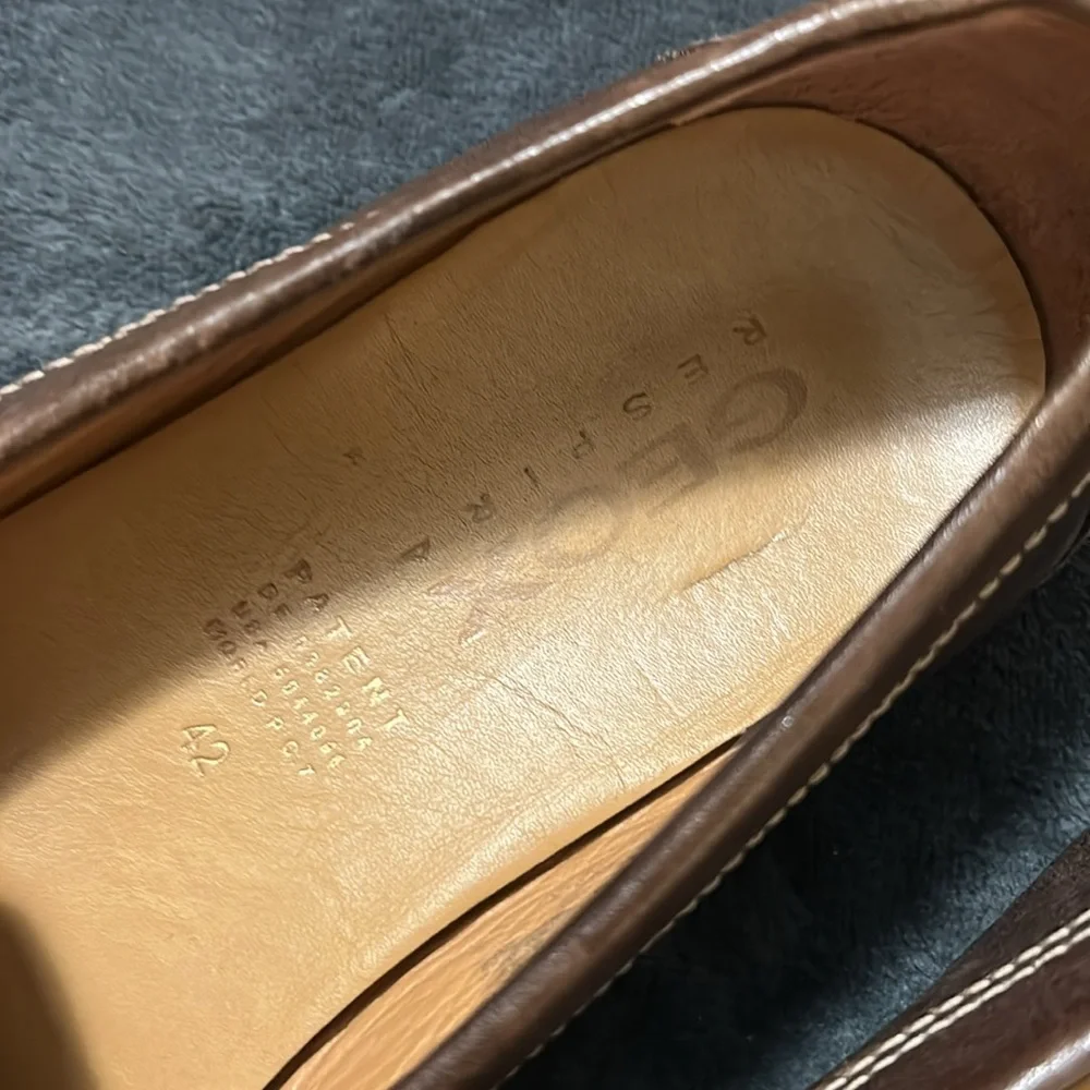 Geox Brown Leather Slip-On Loafers with Classic Stitching